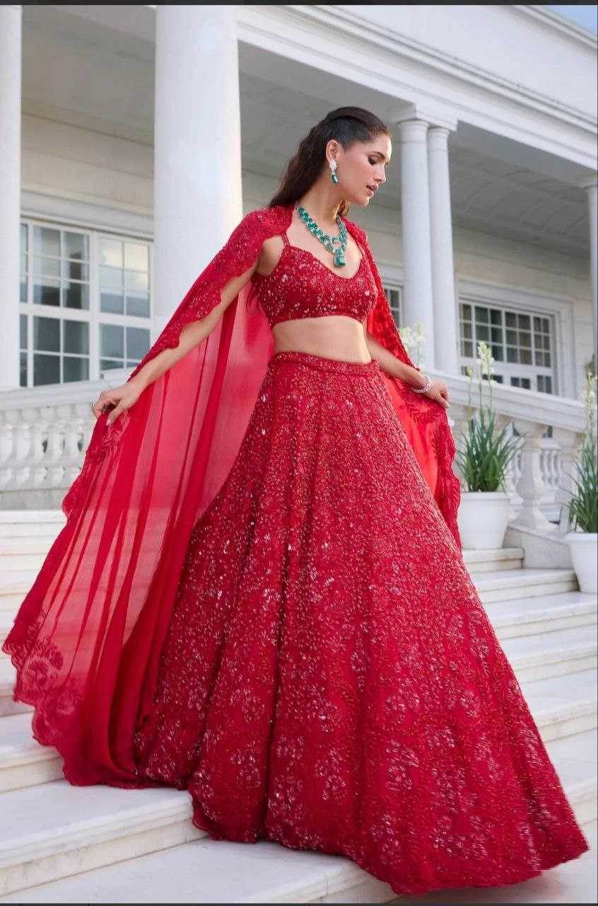 Vichitra Silk Sequins Lehenga With Cancan - MYLUXURY LANE ENTERPRISE
